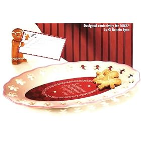 RUSS "Ginger In The Kitchen" Christmas Cookie Platter & Recipe Holder