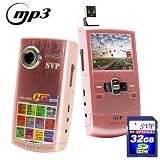 SVP MP300 HD MP3 Player and Pocket HD Video Pink Camera, YouTube Software w 32GB SD