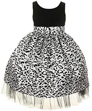 Big Girls White Velvet Top Taffeta Cheetah Print Flower Girl Dress 12
