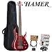 Hamer VEL2A5-TRD ,Trans Red Electric Bass,Velocity 5 String Bass Guitar, with GO-DPS Planet Waves Shredder Pick Pack PW-SHRED,PW-CT-12 Tuner, PW-CGT-10 Cable ,Gig Bag