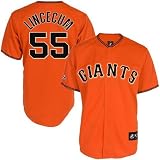 MLB Men's San Francisco Giants Tim Lincecum Orange Short Sleeve 6 Button Synthetic Replica Baseball Jersey  (Orange, Large)