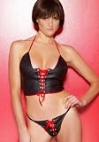Ribbon Trimmed Leather Bustier