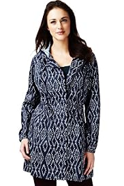 Shower Resistant Ikat Print Hooded Parka