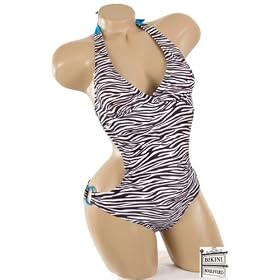 Sexy Trendy Cute Summer Zebra Print Monokini One-piece Bathing Suit Swimsuit Swimwear