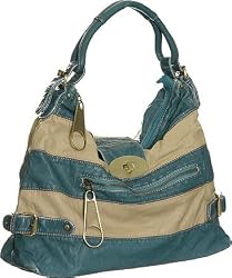 Huge Zip Toggles Hobo - Blue and Beige or Pewter