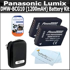 2 Pack Battery Kit For Panasonic Lumix DMC-ZS7, DMC-ZS10, DMC-ZS8, DMC-ZS9, DMC-3D1 DMC-ZS20, DMC-ZS15 Digital Camera Includes 2 Extended Replacement Panasonic DMW-BCG10 (1200 mAH) Lithium-Ion Batterries + Case + LCD Screen Protectors + MicroFiber Cloth