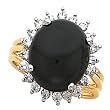 14K Yellow Gold Onyx and Diamond Ring