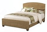 Queen Size Bed with Woven Design in Honey Finish