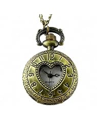 Youyoupifa Wholesale 5pcs/lot Bronze Cut Out Heart Half Hunter Case Stylish Retro Design Quartz Pocket Watch NBW0PF7127-CO3