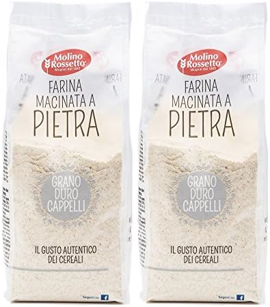 Molino Rossetto - Grano Duro Cappelli - Farina Macinata a Pietra - Italian Stone Ground Wheat Flour 17.6oz (500g) - Pack of 2