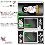 Nintendo DS Lite Penguins On Black WraptorSkinz Skin Kit by TuneTattooz TM