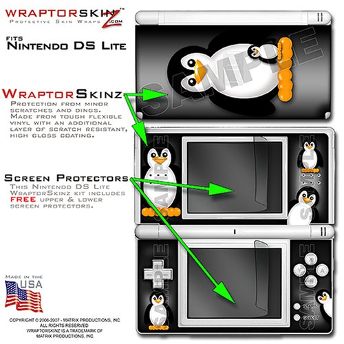 Nintendo DS Lite Penguins On Black WraptorSkinz Skin Kit by TuneTattooz TM