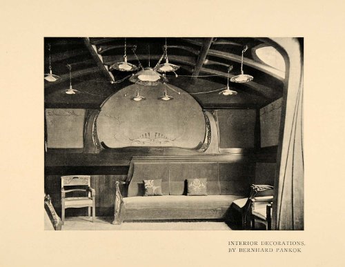 1900 Print Interior Decor Art Nouveau Bernhard Pankok - Original Halftone Print