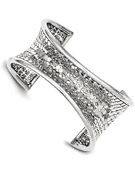 Sterling Silver Rhodium Plated Disk Mesh Cuff Bracelet, Best Quality Free Gift Box Satisfaction Guaranteed