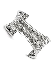 Sterling Silver Rhodium Plated Disk Mesh Cuff Bracelet