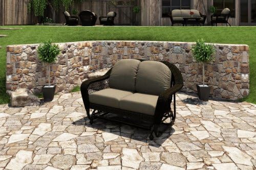 Forever Patio Catalina Outdoor Wicker Double Glider Chair, Sable Wicker with Beige Sunbrella Cushions (SKU FP-CAT-DB-SB-MS)