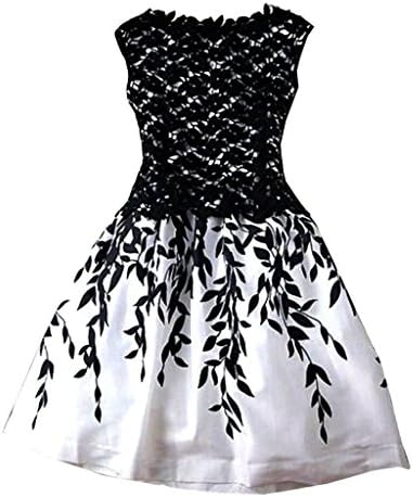 Englady Lady Sleeveless Lace Hollow Leaf Printed Casual Dresses 3X-large Black