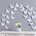 Wanddeko Schmetterlings-Set Ornament, 12 tlg. weiss