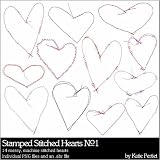 Photoshop Brushes - Stamped Stitched Hearts Brushes and Stamps No. 01