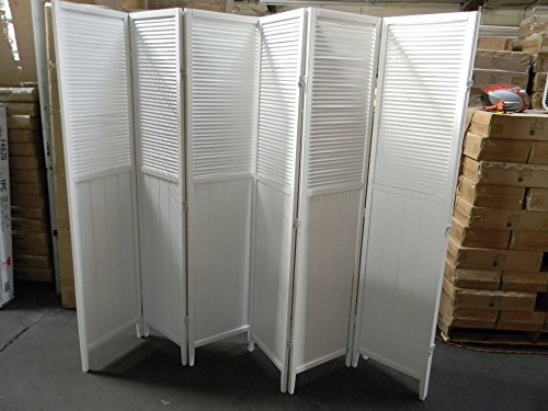 Wood Shutter Door 6-Panel Room Divider (WHITE)
