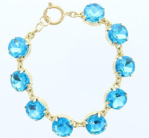 Turquoise Blue & Gold Crystal Bracelet. Bling Bling! Great for Valentines Day, Christmas, Anniversary or Birthday!