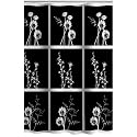 Exposed Floral Fabric Shower Curtain, Black/White