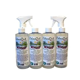 OdorOut-222 Premier Natural and Safe Pet Odor and Organic Stain Remover (4 - 16oz Spray Bottles With 2 Sprayers)