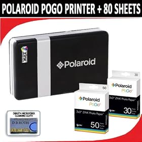 Polaroid CZA-10011B PoGo Instant Mobile Printer (Black) with 80 Printing Sheets