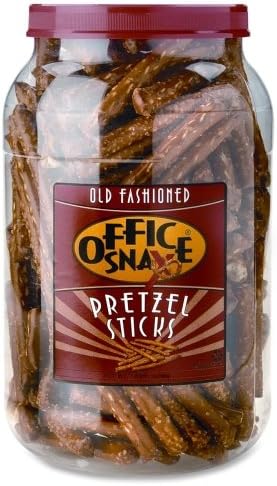Wholesale CASE of 10 - Office Snax Large Canister of Giant Pretzel Sticks-Giant Salted Pretzel Sticks, 40oz., Tub, Red