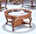 Slight Destressed Finish Round Glass Top Coffee Table