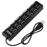 eForCity 7-Port USB Hub with ON / OFF Switch, Black
