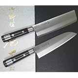 宏元作 包丁 三徳 ＆ 薄刃 セット ◇【 はがね本割込 切味保証 実用新案ハンドル 】 贈り物 に最適 お買い得セット