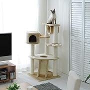 Cat Tower with Scratching Posts and Cubby Hole QQ80083 Cat Tree Cat Condo