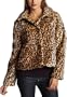 Coffeeshop Outerwear Junior's Faux Fur Leopard Jacket,Brown Leopard,X-Large