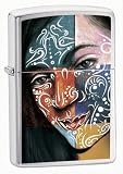 Zippo Lighter 200 BS Face Painting Girl, Brushed Chrome