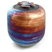 Raku Aumakua Vessel with Sea Turtle Accent Lid