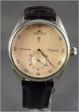 Adee Kaye Automatic Regulator Jump Hour Watch - Rose Dial / Burgundy Strap