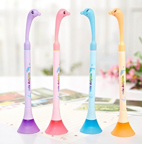 24 Pcs/lot Creative Cute Dolphin Design Sucker Style Gel Pen/diy Multifunction Gelpen/funny!wholesale