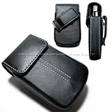IMAGE OF Premium Black Leather Vertical Case/Pouch/Cover with Swivel Clip for LG VX8600, VX8700 / Samsung Gleam sch-u700, sch-u740 / Sanyo Katana, Katana II, Katana DLX / LG CU720 Shine / Sony Ericsson W580 / LG Chocolate 3 VX8560 / Motorola RAZR VE20 / Samsung T259