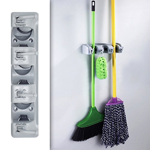 Garage Storage,SENHAI 3 Position With 4 Hooks Garage Organizer Universal Magic Wall Holder/Stand Organizer for Household Broom/Mop Cleaning Tool