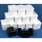12 Black Leather Earring Gift Boxes Display Snap Lid