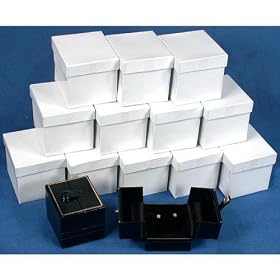 12 Black Leather Earring Gift Boxes Display Snap Lid