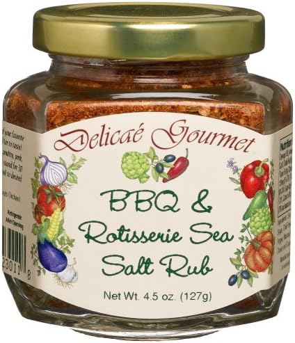 Delicae Pantry Gourmet BBQ & Rotisserie Sea Salt Rub, 4.5-Ounce Glass Jars (Pack of 4)