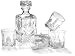 Bormioli Rocco Selecta 7 Piece Whiskey Set, Set of 6 Rocks Glasses and One Whiskey Decanter, Gift Boxed