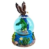 Eagle 100MM Resin Stone 3D Musical Water Globe Plays Tune America the Beautiful