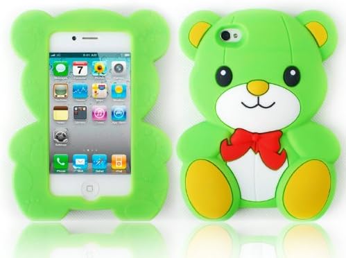HJX Green Iphone 5 Cute 3D Big Teddy Bear Hybrid Silicone case cover for Apple Iphone 5 &amp; 5G + Gift 1pcs Insect Mosquito Repellent Wrist Bands bracelet