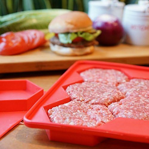 5 in 1 Silicone Stuffed Burger Press and Freezer Container - FDA Approved &amp; BPA FREE 100% Food Grade Silicone for Sausage Patties, Cookies, Hash Browns, Cutlets