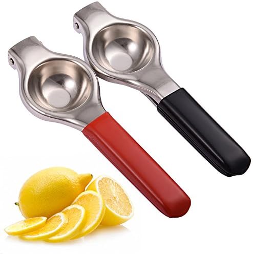 Veggie Perfection Manual Lemon & Lime Squeezer Stainless Steel Juicer - With Safe & Tough Silicone Handle - Sturdy and Durable - 12 Holes Juice Extraction - Easy to Operate & Clean