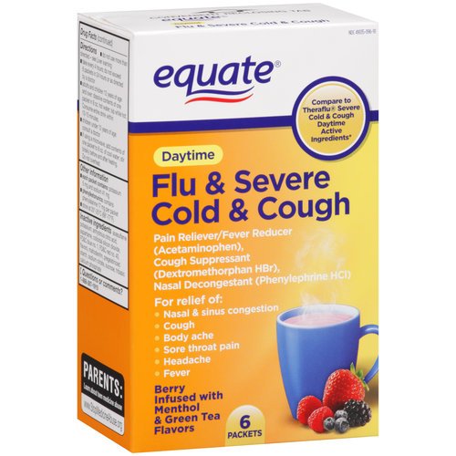 Severe Cold, Cough and Flu, Daytime, 6 Packets, By Equate, Compare to