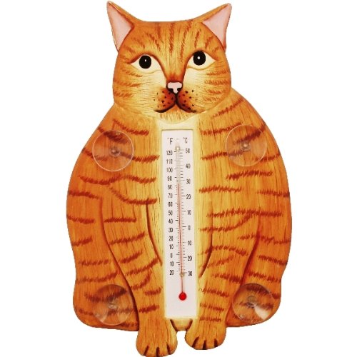 Handcrafted Outdoor Thermometer - Orange Tabby Cat